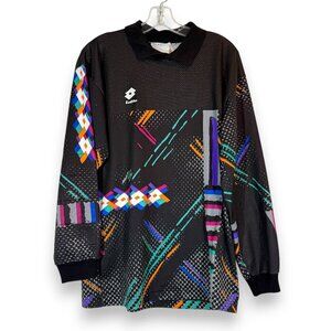 Vintage 90s Lotto Goalkeeper Jersey Medium Soccer Shirt Black